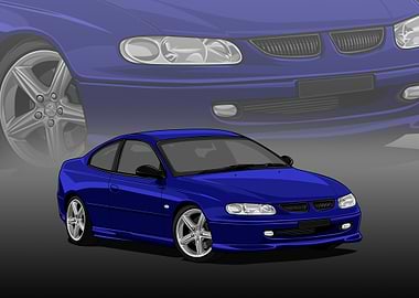 Blue Holden Coupe 1998 Illustration