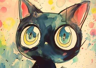 Watercolor Cat Portrait