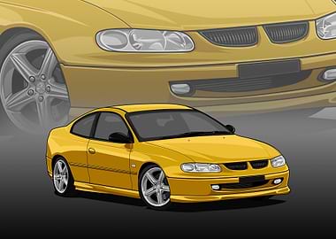 Yellow Holden Coupe 1998 Illustration
