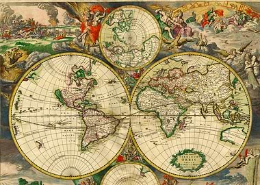 Antique World Map 1689
