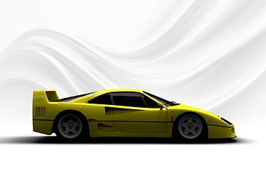 Yellow Ferrari F40 Side View