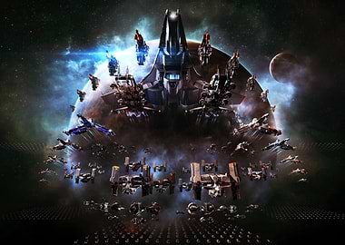 Spaceship Fleet in Orbit