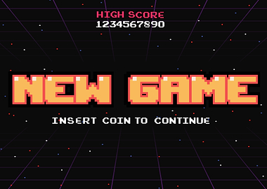 Retro Arcade Game Start Screen