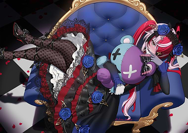 Elegant Anime Girl on Throne