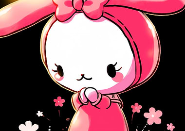 My Melody Illustration with Floral Accents