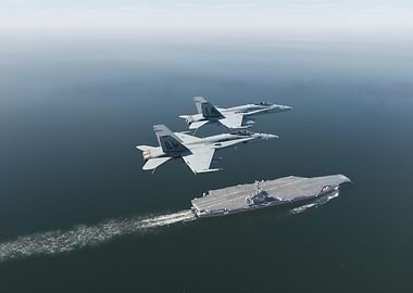 DCS World F-18 Hornets over Aircraft Carrier