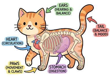 Cat Anatomy Cartoon Illustration