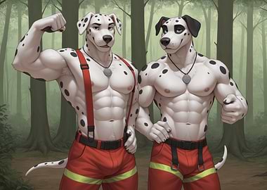 Dalmatian Firefighter Furry Duo