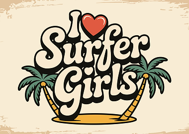 I Love Surfer Girls Graphic