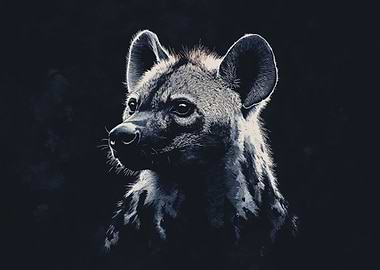Hyena Portrait on Dark Background