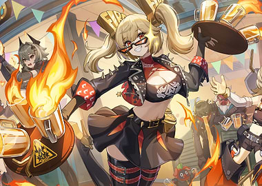 Zenless Zone Zero Party with Beer and Fire