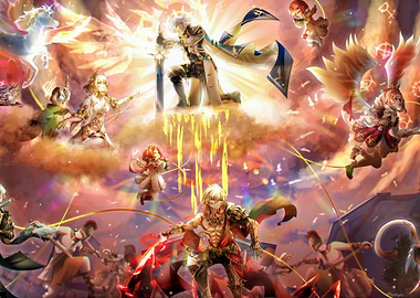 Star Rail Battle Scene with Warriors