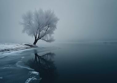 Frozen Tree by the Water