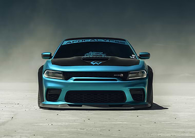 Customized Teal Dodge Charger Front View