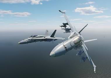 Two F/A-18 Super Hornets in Flight