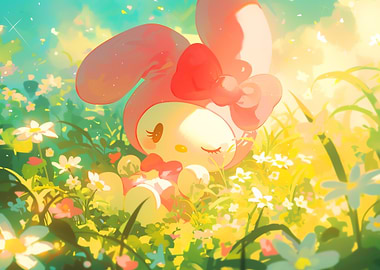 My Melody in a flower field