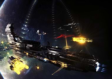 Space Battle with Spaceships and Lasers