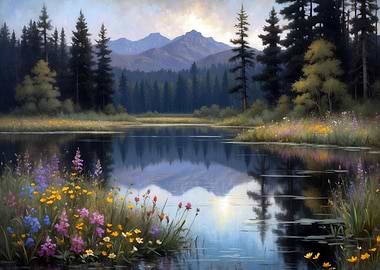 Serene Lake and Mountain Landscape