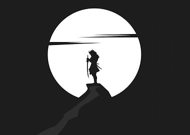 Samurai Silhouette Against the Moon