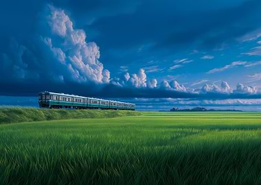 Train through the field