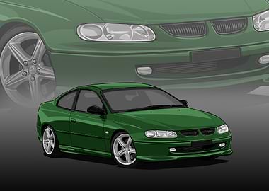 Green Holden Coupe Concept 1998 Illustration