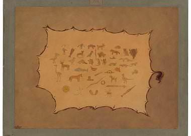 Native American Animal Drawings on Hide