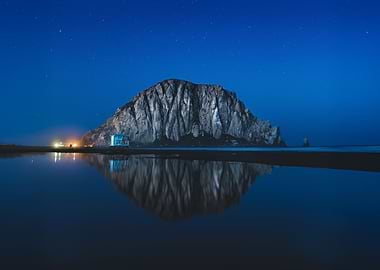 Morro Rock at Night Reflection