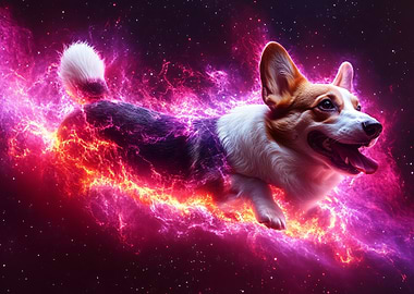 Corgi in Space Nebula