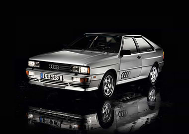 Silver Audi Quattro on Black