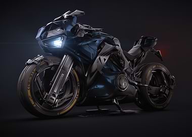 Futuristic Motorcycle on Dark Background