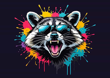 Cool Raccoon with Sunglasses