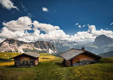 Mountain Cabins in the Dolomites Landscape