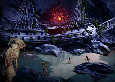 Deep One Island with Shipwreck and Portal