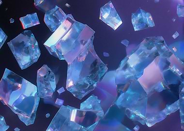 Floating Crystal Cubes in space