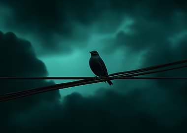 Bird on a Wire, Teal Night