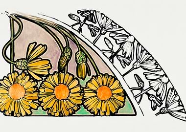 Floral Art Nouveau Illustration, alphonse mucha art