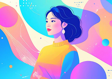 Woman Portrait with Abstract Background