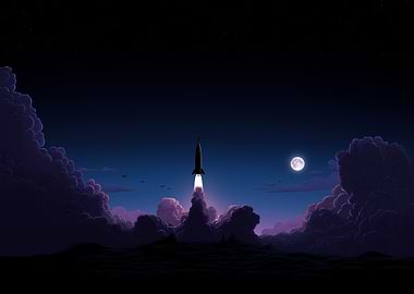 Rocket Launch at Night