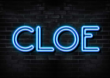 CLOE Neon Sign on Brick Wall