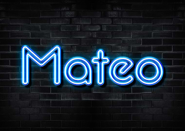 Mateo Neon Sign on Brick Wall
