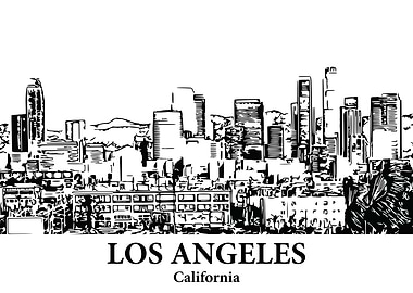 Los Angeles California Skyline Drawing
