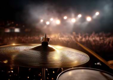 Drum cymbal at a live concert