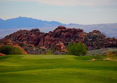 Utah golf course with red rock formations