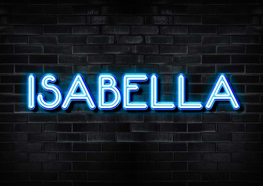 Isabella Neon Sign on Brick Wall