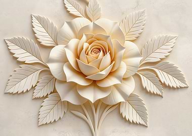 Elegant Cream Rose with Leaves
