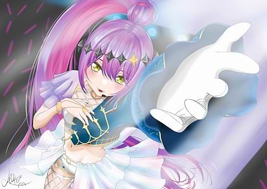 Anime Idol Singer with Pointing Hand