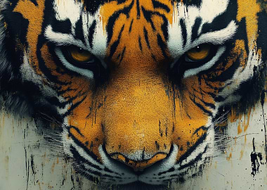 Intense Tiger Face Close-Up