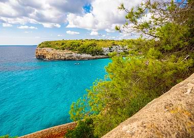 Panoramic view of Cala Romantica bay