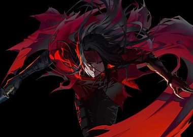 Red and Black Anime Warrior