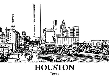 Houston Texas Skyline Drawing